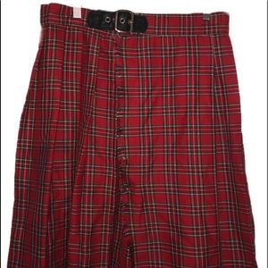 Long red plaid Lip Service pleated skirt / kilt